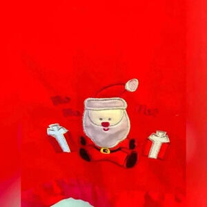 Vintage Blankets+￼Beyond Baby Blanket red fleece Christmas, Santa satin trim